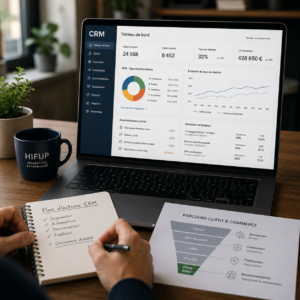 Équipe analysant les données clients CRM pour fidéliser